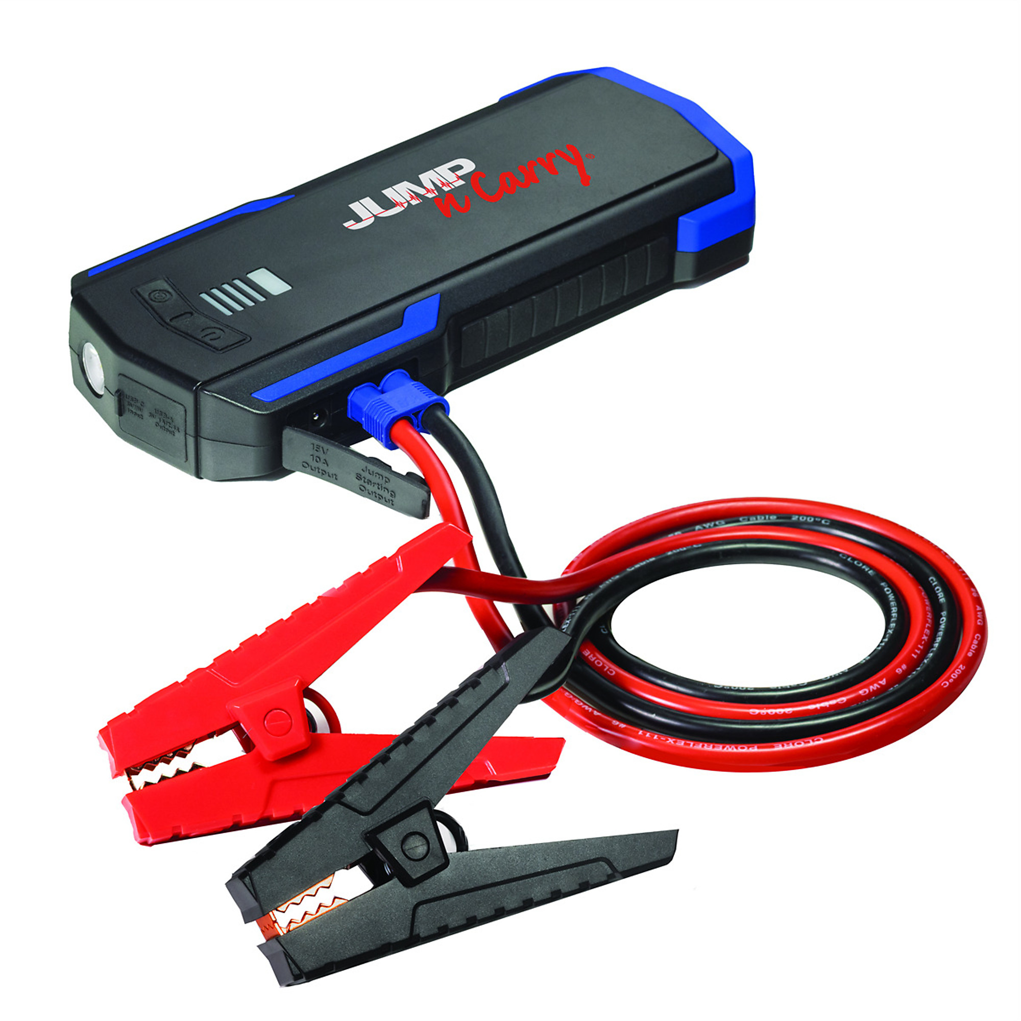 Clore Automotive Jump-N-Carry 12 Volt Lithium Jump Starter — 550 Start Assist Amps, 40in. Cables, Dual USB Outlets, LED Display, Model# JNC345